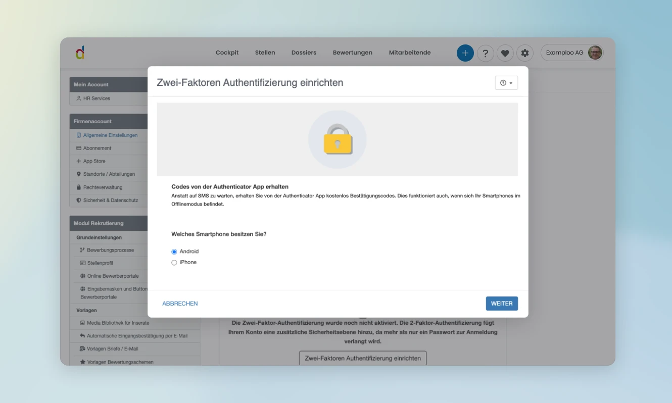 Einrichtung der Zwei-Faktoren-Authentifizierung in Dualoo