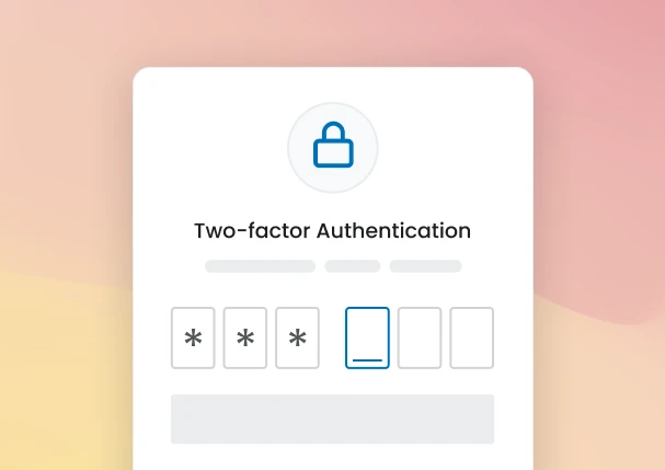 Zwei-Faktor-Authentifizierung mit Eingabefeld für Sicherheitscode.