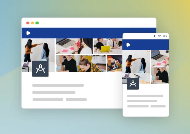 Stellenanzeige auf Desktop und Smartphone mit identischem Layout.